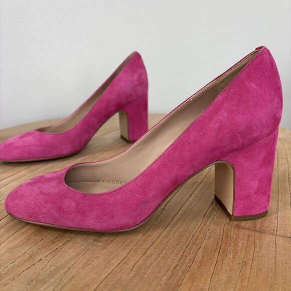 Sam Edelman Women Junie Hot Pink Block Heel Pumps Size 7.5 Suede Leather Barbie - Picture 10 of 15
